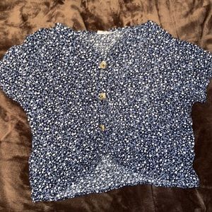Blue and white blouse